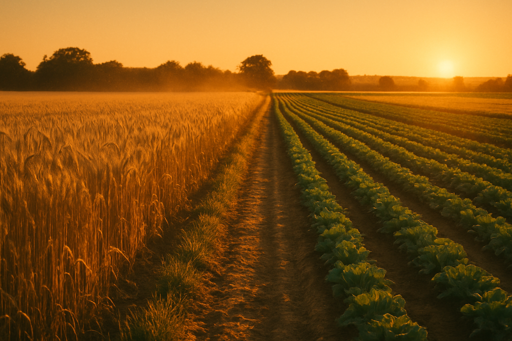 Farm field at golden hour
