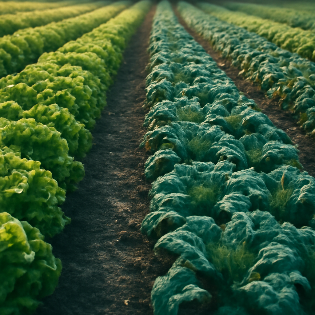 Rows of leafy greens
