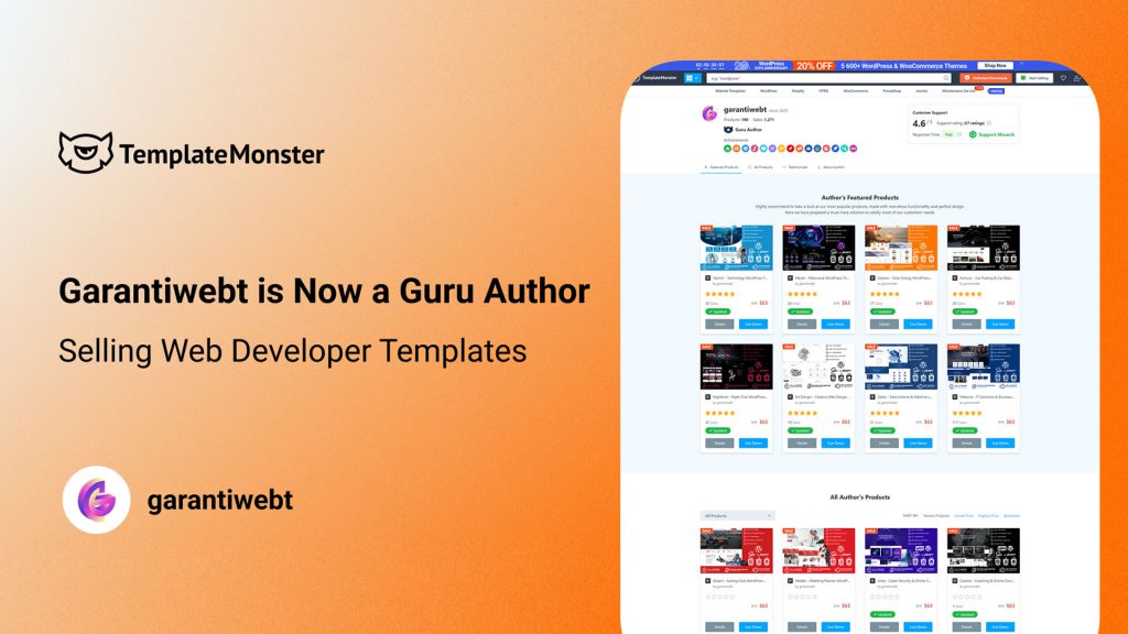 Garantiwebt is Now a Guru Author Selling Web Developer Templates