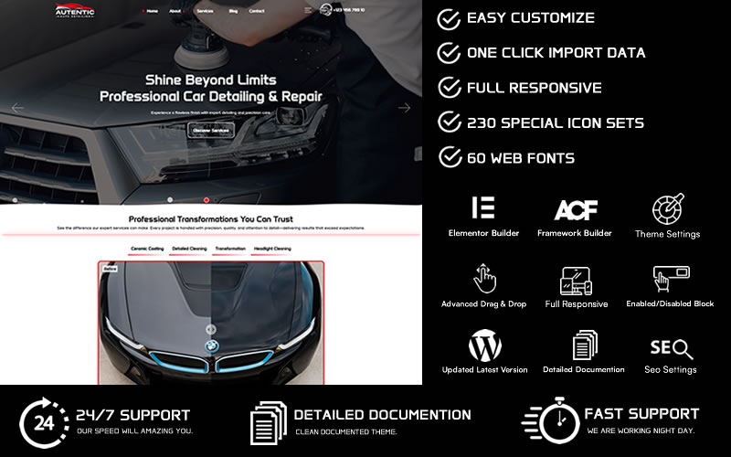 Autentic – Auto Car Detailing & Repair WordPress Theme